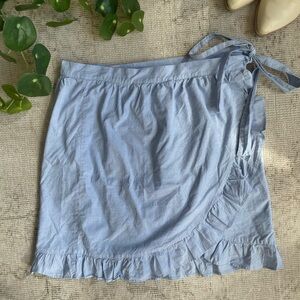 J.Crew Blue Cotton Wrap Skirt – Ruffle Hem Spring Skirt Size 6